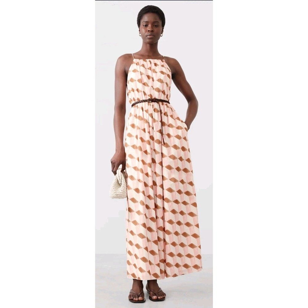 Banana Republic Pockets Voile Maxi Dress Women's M Soft Pink Lightweight